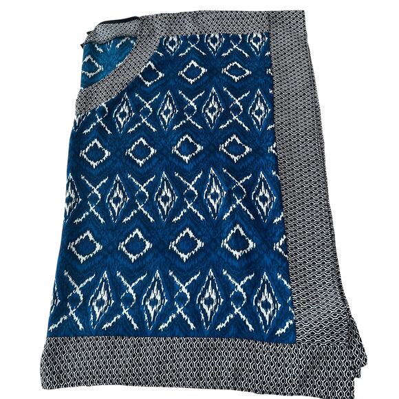 LANE BRYANT KIMONO PULL-OVER V-NECK BLOUSE, WOMENS, 14/16, NAVY & WHITE DIAMOND - Picture 7 of 10